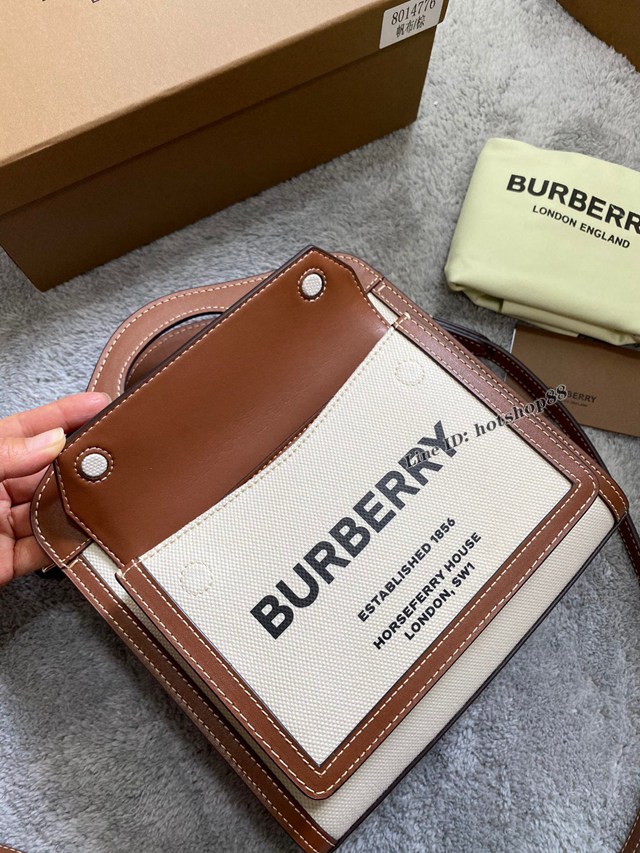 Burberry專櫃新款小號撲克包 巴寶莉帆布托特包手提肩背女包 yxb1091